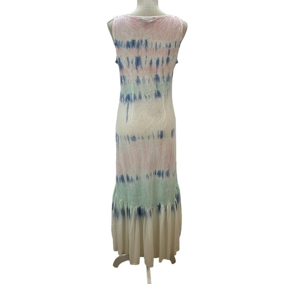 Charlie B Linen Ruffle Hi Low Hem Dress M Tie Dyed Pastel Pink Blue Slee… - Picture 12 of 12